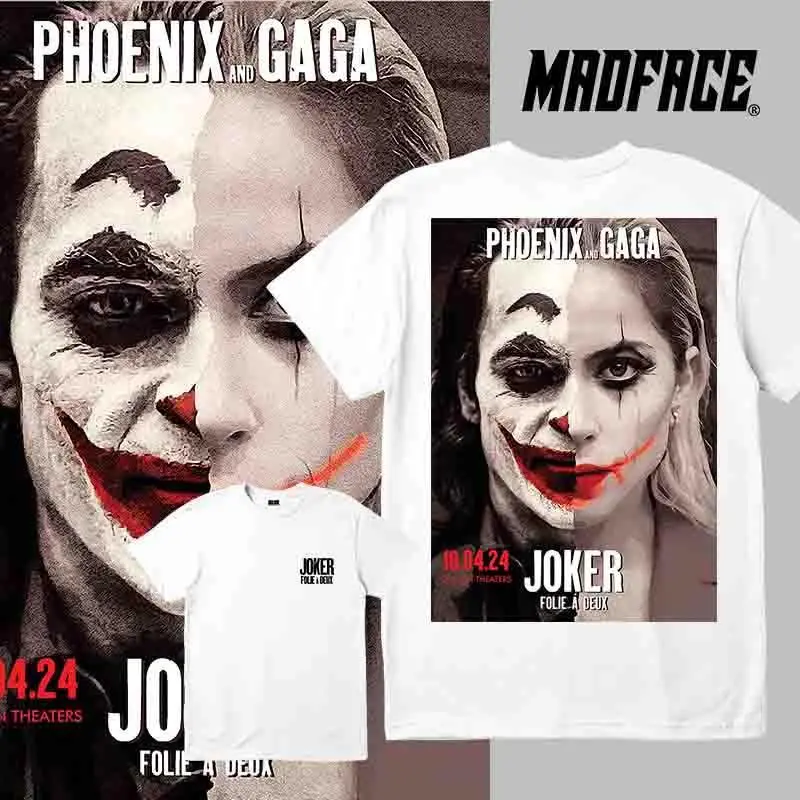 MADFACE CLOTHING-Joker 2024: Folie à Deux-Kaos Joker dengan Desain Garis, Bahan Katun,Tersedia COD 2