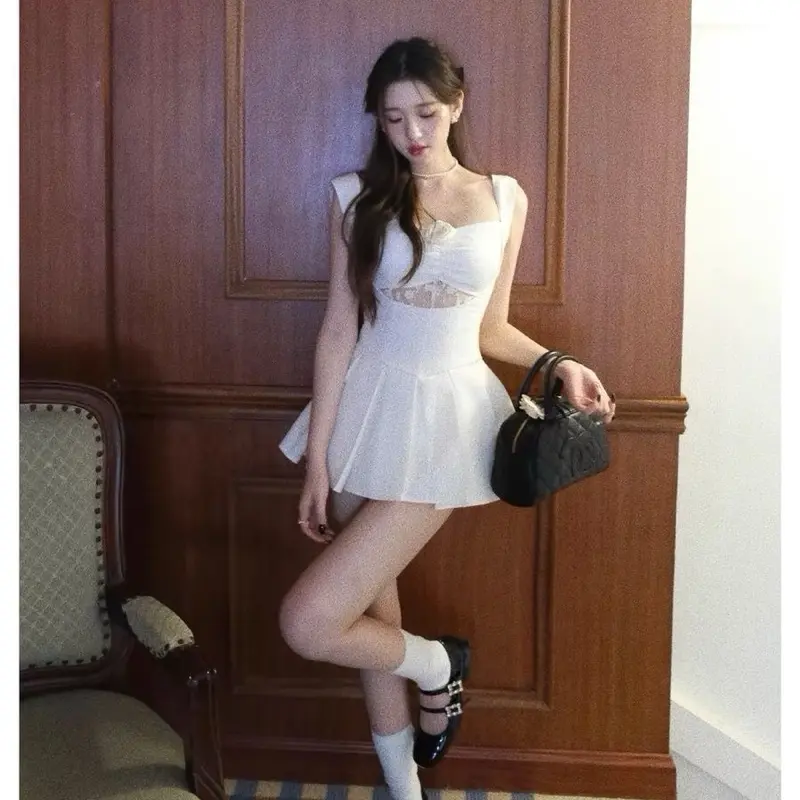 Jang Daah Tweed Dress Set Kemben Motif Lace Premium / Mini Dress Wanita Korean Style / Dress Wanita Dinner Party - D386 8