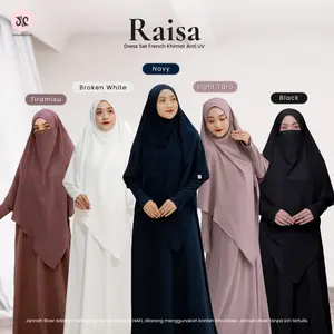 Jannah River - Raisa Dress Set French Khimar Anti UV Wudhu Friendly Busui Gamis Haji & Umroh Oneset Syar'i Wanita Muslim