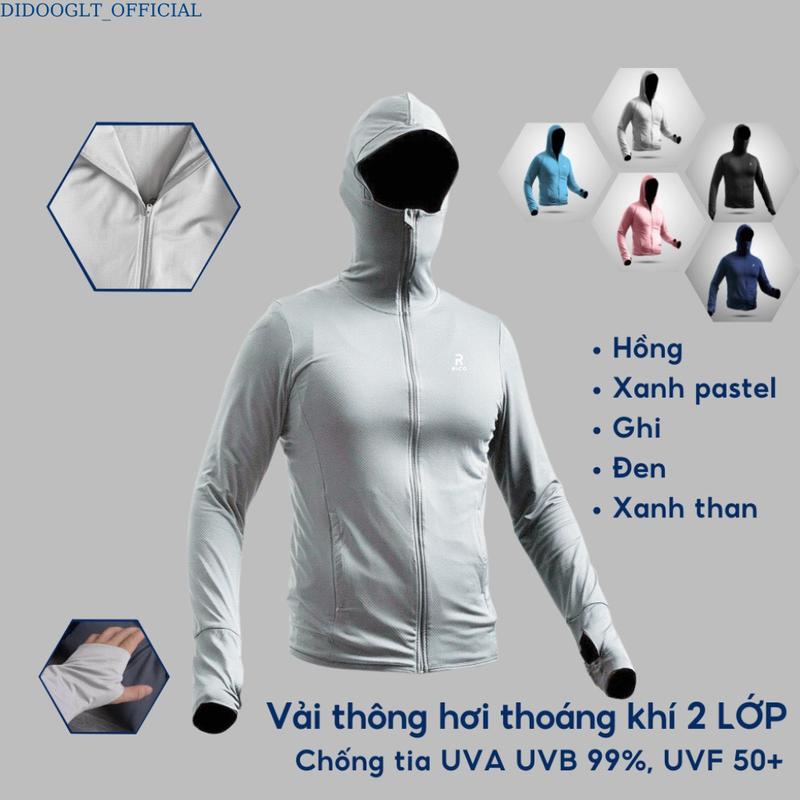 TOP Áo Chống Nắng Nam 2 Lớp Rico, Khoác Nữ Cao Cấp Tia UV Khoá Kéo Cổ