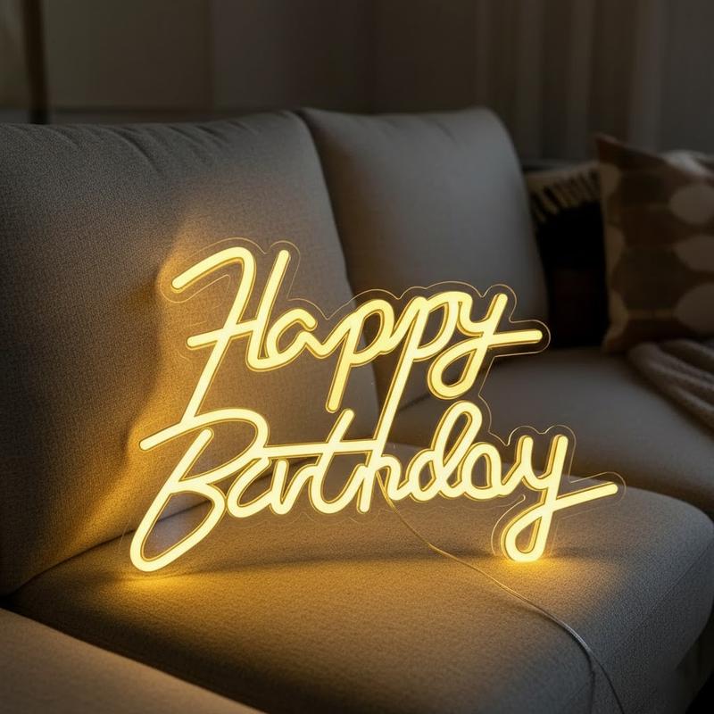 Bộ chữ LED Happy Birthday nguồn usb, chữ led trang trí sinh nhật My Home sáng sáng vàng ấm DN265