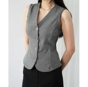 Madie Vest Top Waistcoat Rompi Korean Style Tanpa Lengan