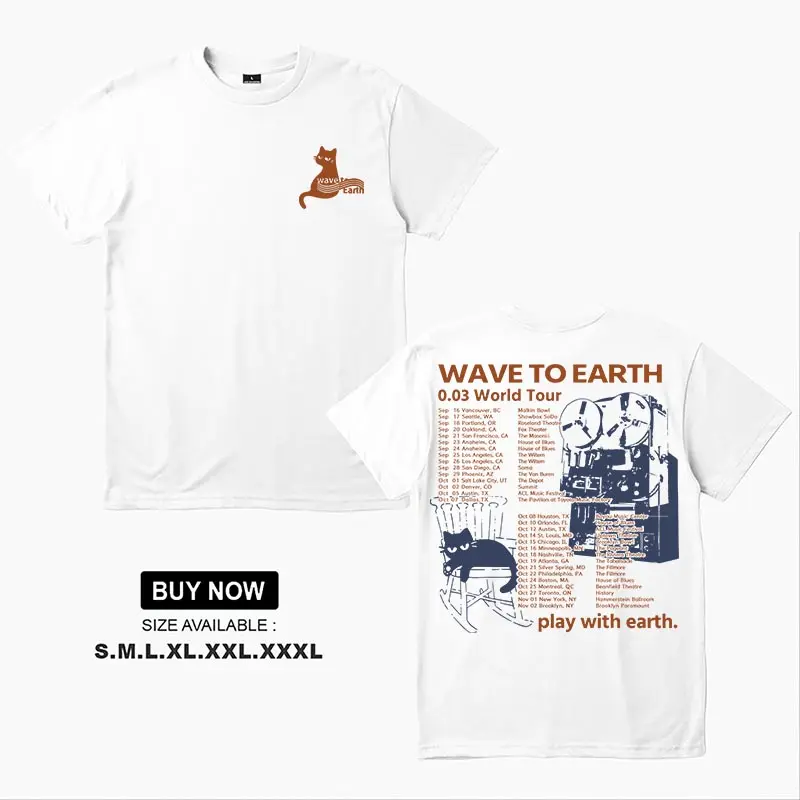 Kaos Wave to earth pria Printed kaos fashion Distro  kaos casual hitam putih tshirt Nyaman unisex oblong