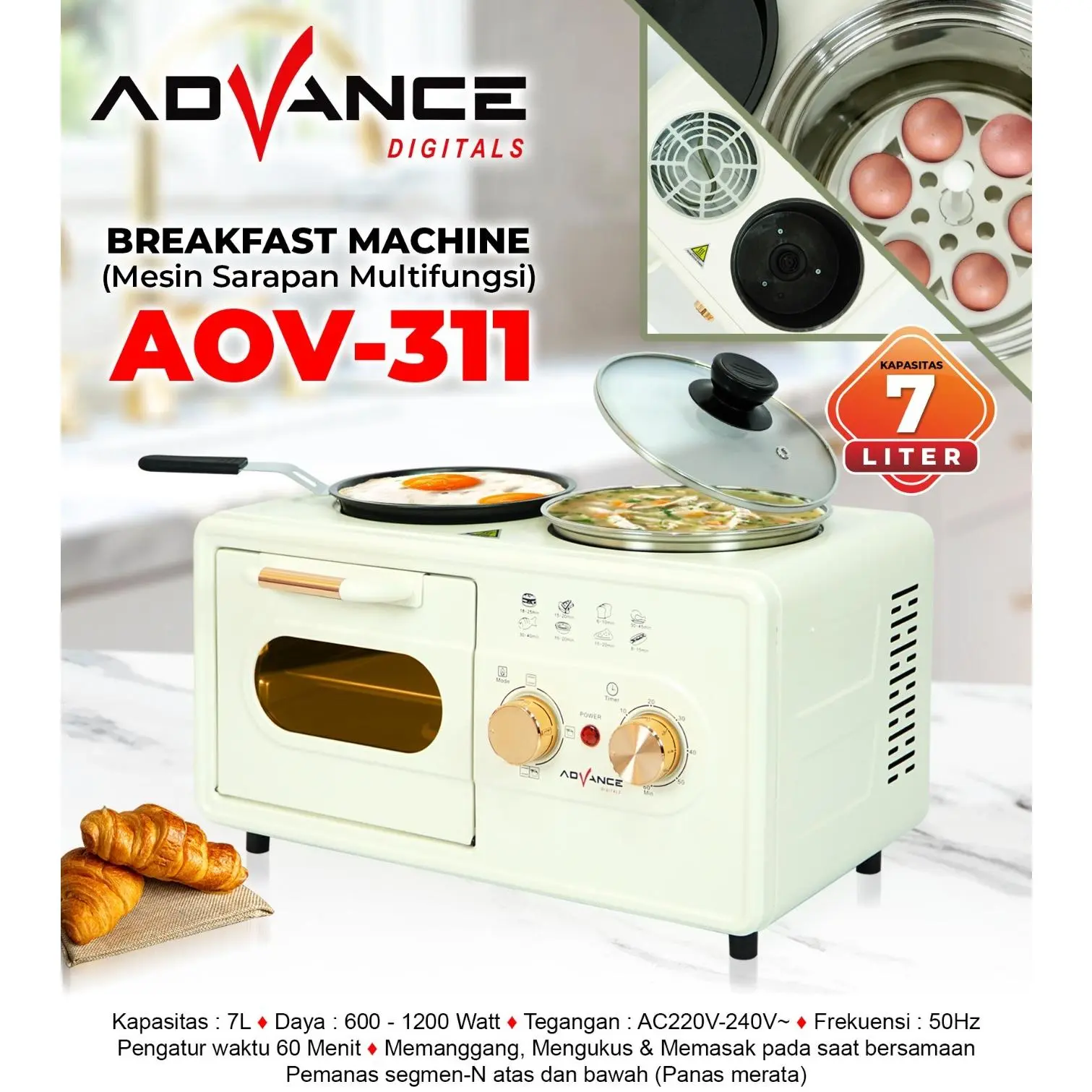 Advance AOV-311 Oven Listrik Low watt - Oven Advance Listrik untuk membuat kue - Oven low watt - Oven Listrik 7 litter