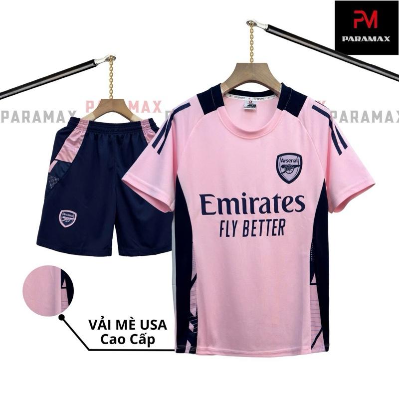 Bộ quần áo bóng đá, đồ đá banh ASENAL HỒNG VẢI MÈ USA logo THÊU LOẠI I Top Sport