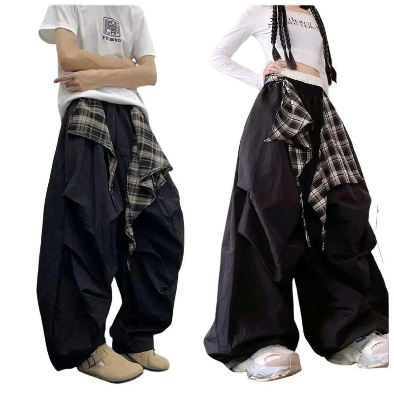 Quần ống rộng kiểu kèm khăn ngầu chất full size from unisex cho nam nữ size M & L chất liệu gió nhăn mềm mát thoải mái khi mặc