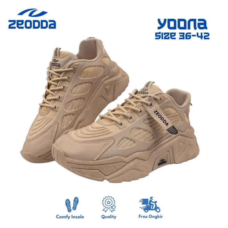 Zeodda Yoona V2 Sepatu Sneakers Wanita Casual Shoes Olahraga  - Full Pink - Karet, Black 1031 3