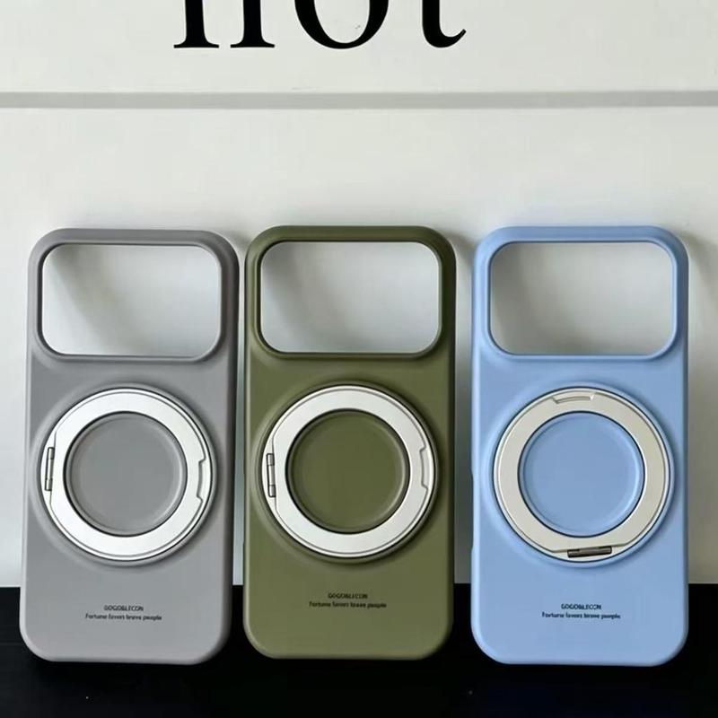 Ốp lưng điện thoại mặt film mờ kèm giá đỡ nam châm xoay 360°, màu trơn đơn giản, cấp độ cao cấp, dành cho iPhone 14, 16, 15, 12, 17, 13, 18, 15 Pro Max, chống rơi và chống va đập, kiểu bumper.
