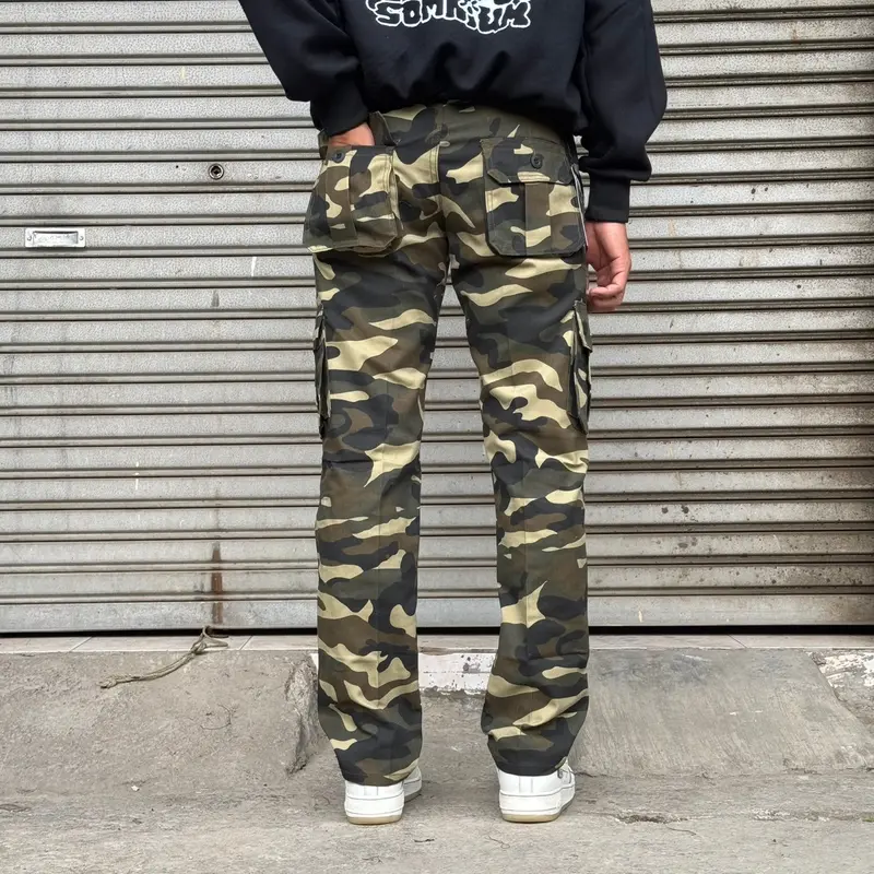 BISA COD SM RM DENIM Celana Cargo Camo Loreng Reguler Fit Loreng Brown Relax Pants Pria 8
