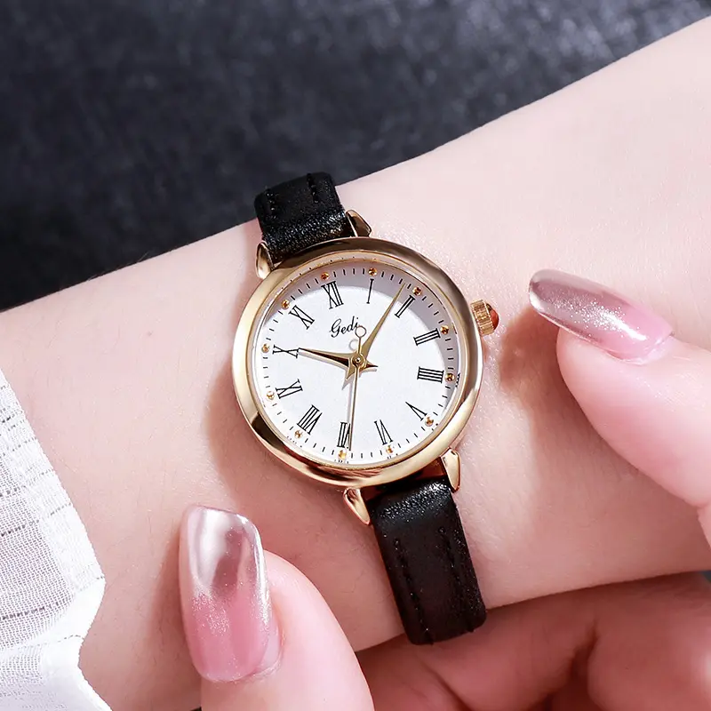 ELBER J200 Jam Tangan Casual Wanita Analog Kecil Dial Bulat Dengan Strap Pu Leather Fashion Jam Tangan Unisex Y1835 4