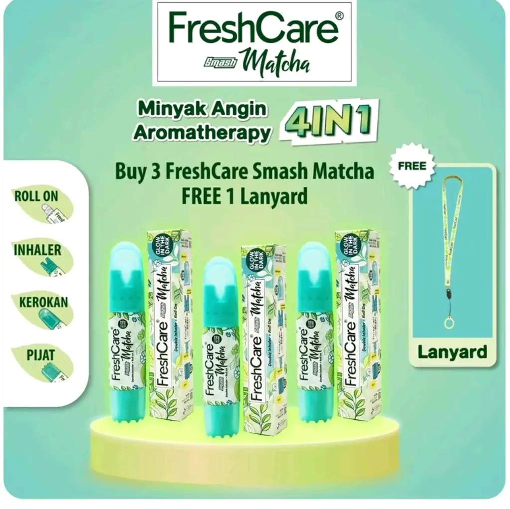 freshcare / fresh care smash matcha double inhaler 4in 1 ready stok lanyard