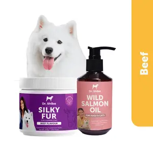 Dr Shiba Wild Salmon Oil & Silky Fur |  Camilan untuk Kulit & Bulu Sehat Berkilau - Camilan Anjing - Salmon Oil