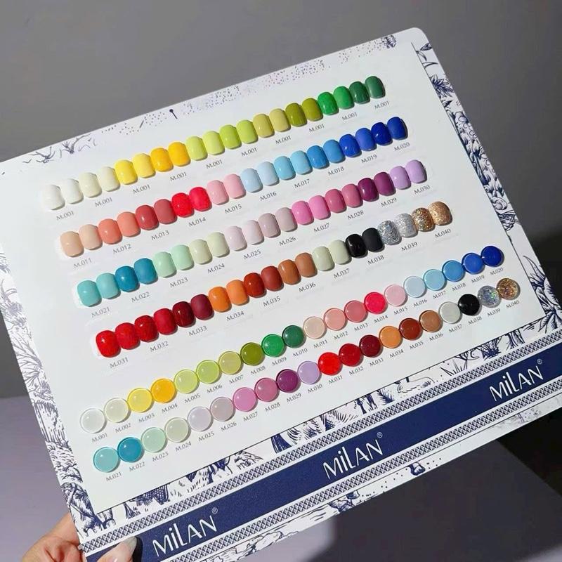 Set Sơn Gel Nail MILAN 40 Màu Cao Cấp - Kèm Bảng Màu - Kèm Base Top Của Hãng - Chất Sơn Đặc Mướt