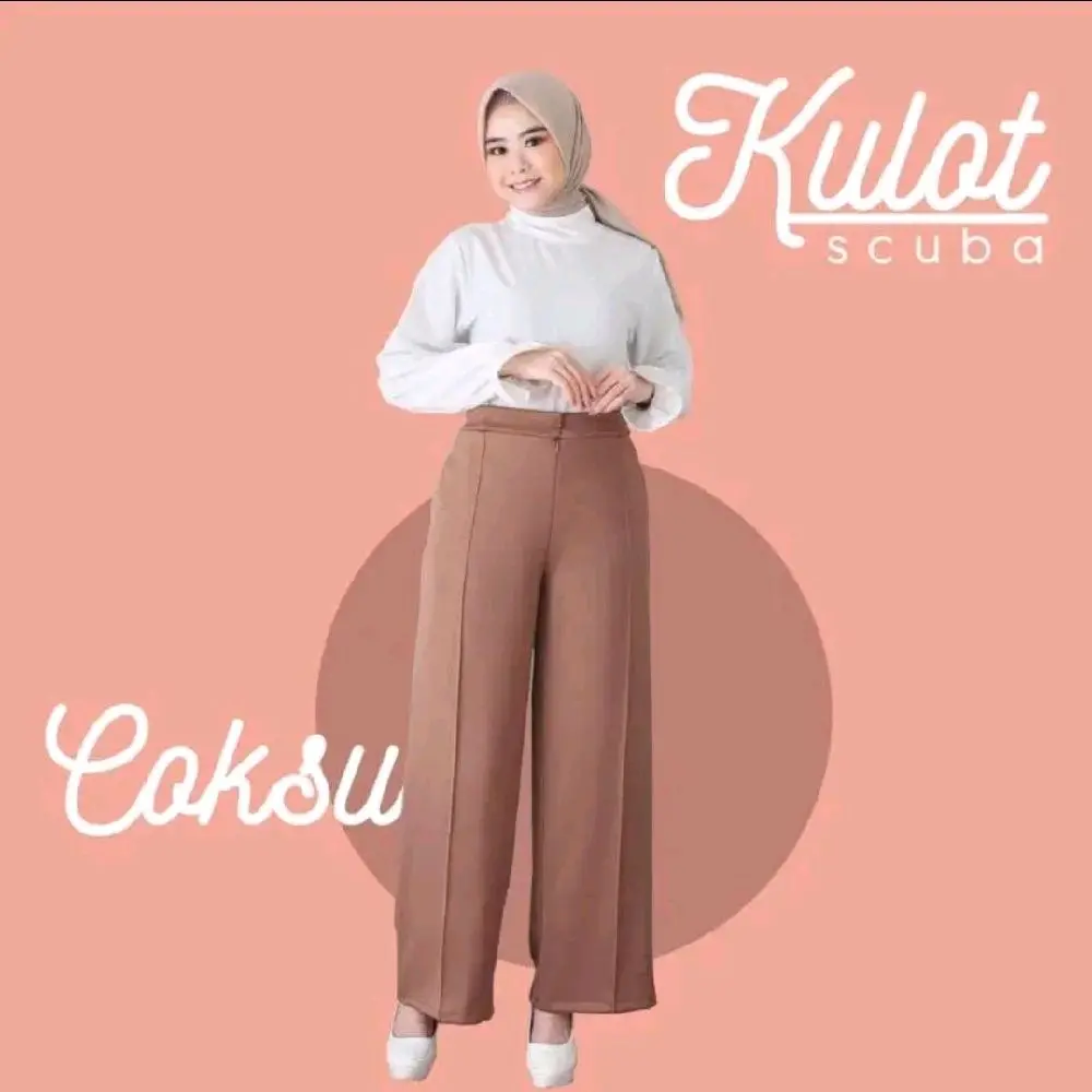 Celana Kulot Scuba Premium Highwaist Murah Kekinian Celana Wanita Kantor Wide Leg Basic Scuba Pants Terbaru  Terlaris Paling Dicari