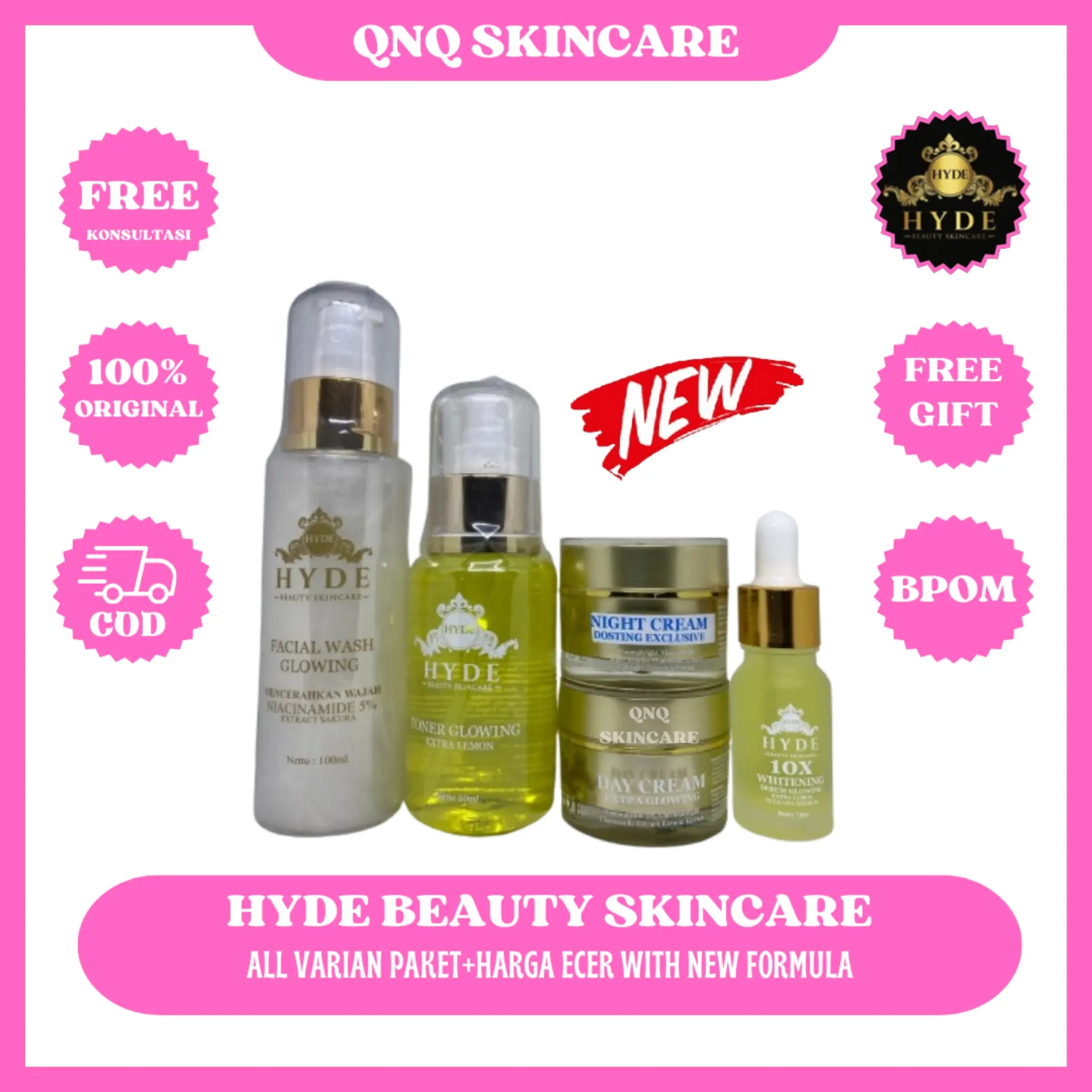 Hyde beauty skincare isi paket 3 4 5 original bpom Semua Jenis Kulit Berjerawat Berminyak Kerutan Kusam Bopeng Bunga