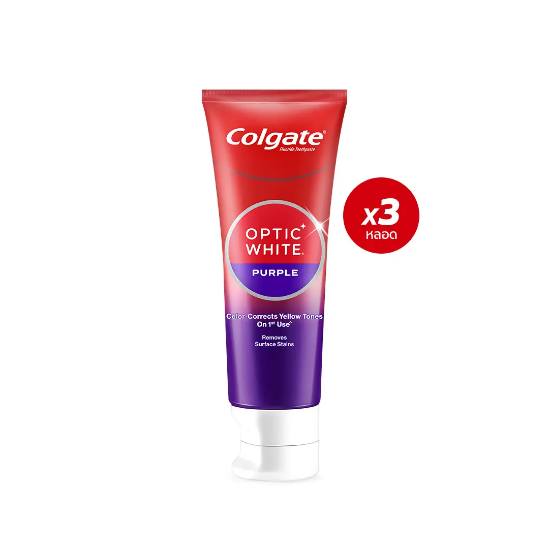 [For Kuian] ยาสีฟัน คอลเกต อ๊อพติค ไวท์ เพอร์เพิล 100 กรัม รวม 3 หลอด Colgate Optic White Purple 100g x3