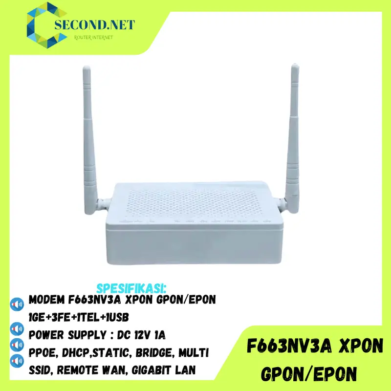 ONT F663NV3A ONU XPON EPON GPON 4FE 1G 1USB Modem Antena Sinyal 4