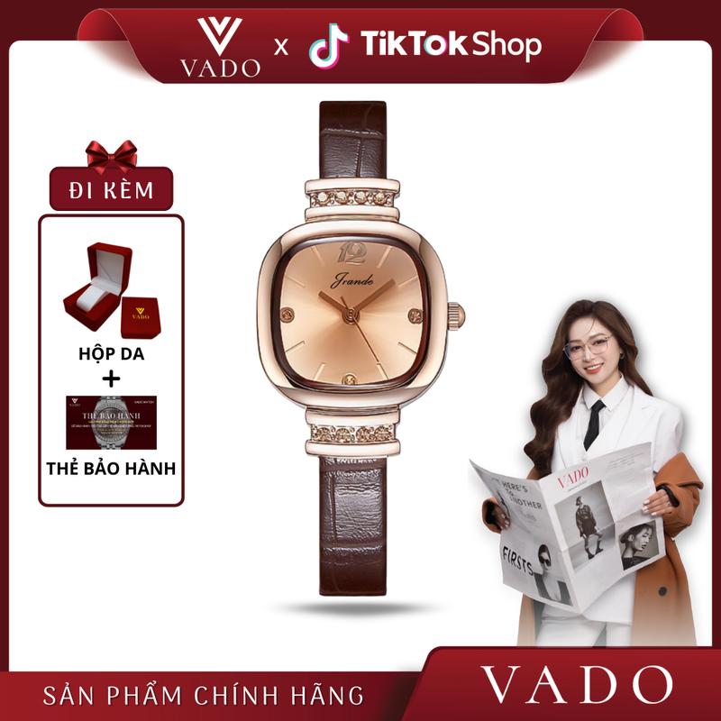 VD - DH330J Đồng Hồ Nữ Mặt Vuông Dây Da Mặt Đính Đá Sang Chảnh - DH330 JRANDE