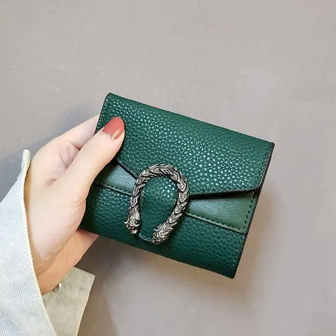 Ví Nữ, Phong Cách Âu Mỹ Ins, Màu Trơn Thiết Kế Chúa Rượu, Kiểu Ngắn, Gấp Ba Lần, Cỡ Nhỏ, Ví Đựng Tiền Xu, Ví Đựng Thẻ, Hàng Mới Về 1