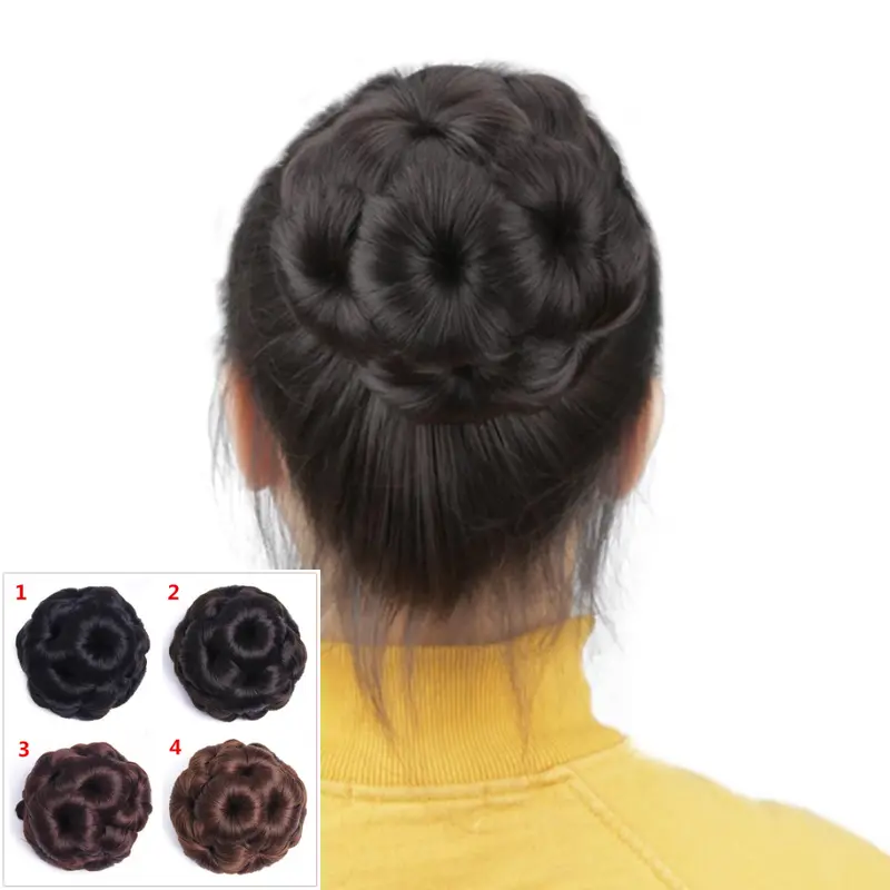 Tóc Giả Búi Tóc Donut Chignon Tổng Hợp, Phong Cách Vogue, Cho Nữ, Với Búi Tóc Chín Hoa, Kẹp Tóc Càng Cua, Tóc Nối 1