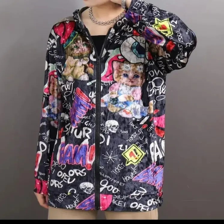 JAKET HOODIE BLUDRU VELVET PRINTING BKK Nyaman Lembut