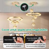 Gambar GOGEOUS Lampu Gantung Kristal Modern 72W LED 3Warna Dapat Disesuaikan Lampu Gantung Ruang Tamu Hias mewah - Emas B2-9+Remote dari GOGEOUS Lampu Kab. Tangerang 5 Tokopedia