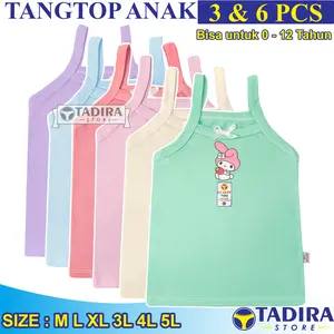 3 dan 6 Pcs Tangtop Anak Perempuan Motif Gambar Singlet Tengtop Cewek Multiwarna TADIRA STORE