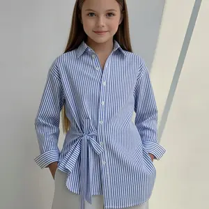 Atasan kemeja Baju Salur Anak Perempuan 5–16 Tahun Kemeja Tanggung Atasan  Korean Style Remaja