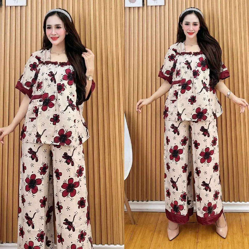 Syifa Setelan Fuji Motif terbaru Kain Rayon Adem Nyaman Busui Friendly dengan Resleting Depan untuk Ibu Menyusui dan Sehari-hari - Wanita
