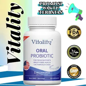 Vitality Oral Probiotik 60 Softgels - Suplemen untuk Bau Mulut Radang Kerusakan Gigi Kesehatan Gusi & Mulut FDA Halal GMP