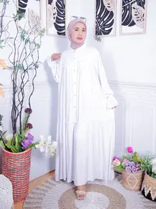 Fidabe Gamis Aleea Bahan Rayon Twill All Size Nyaman Untuk Penggunaan Sehari-hari Muslim Syari Wanita Dress Katun