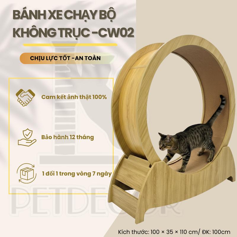 Bánh xe chạy bộ cho mèo không trục PETDECOR CW02 – Cat Wheel gỗ MDF 100cm