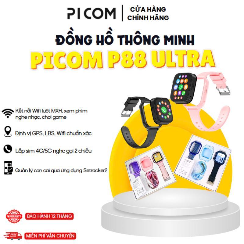  ĐỒNG HỒ THÔNG MINH PICOM P88 ULTRA LẮP SIM KẾT NỐI WIFI NGHE GỌI TẢI ỨNG DỤNG 