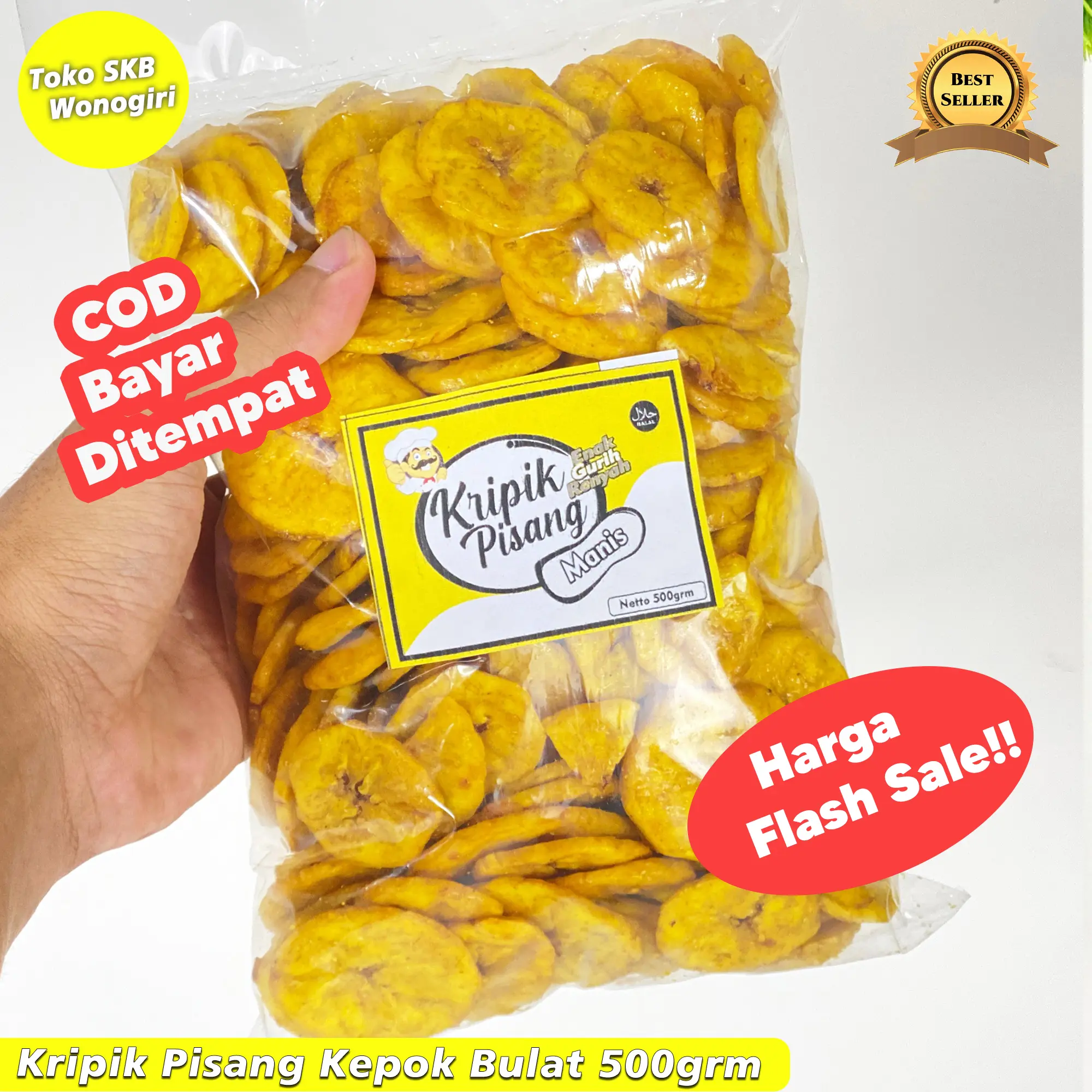 1kg Kripik Pisang Kepok Madu Bulat khoin Manis Bikin Nagih