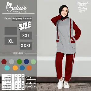 MSL SET - Setelan Kaos Celana Training Olahraga Wanita Muslimah Lengan Panjang Size XL XXL XXXL / LAZY atasan baju celana panjang polos dewasa sport hitam sporty