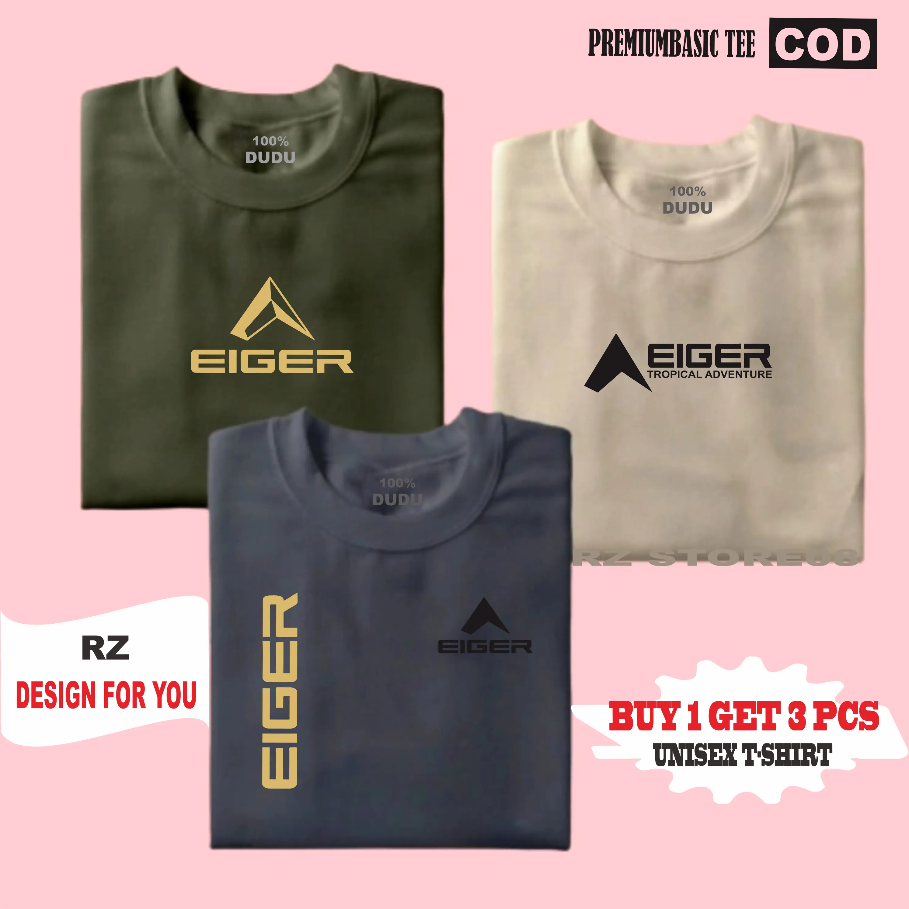 BUY 1 OR 3 PCS Kaos T-Shirt 100% Katun Combed 30s - Kaos Distro Cowok Cewek Branded - Baju Kaos Distro Pria Keren Articel Eiger Kr  Eiger Ad Eiger Print Campur Premium Kaos Oblong