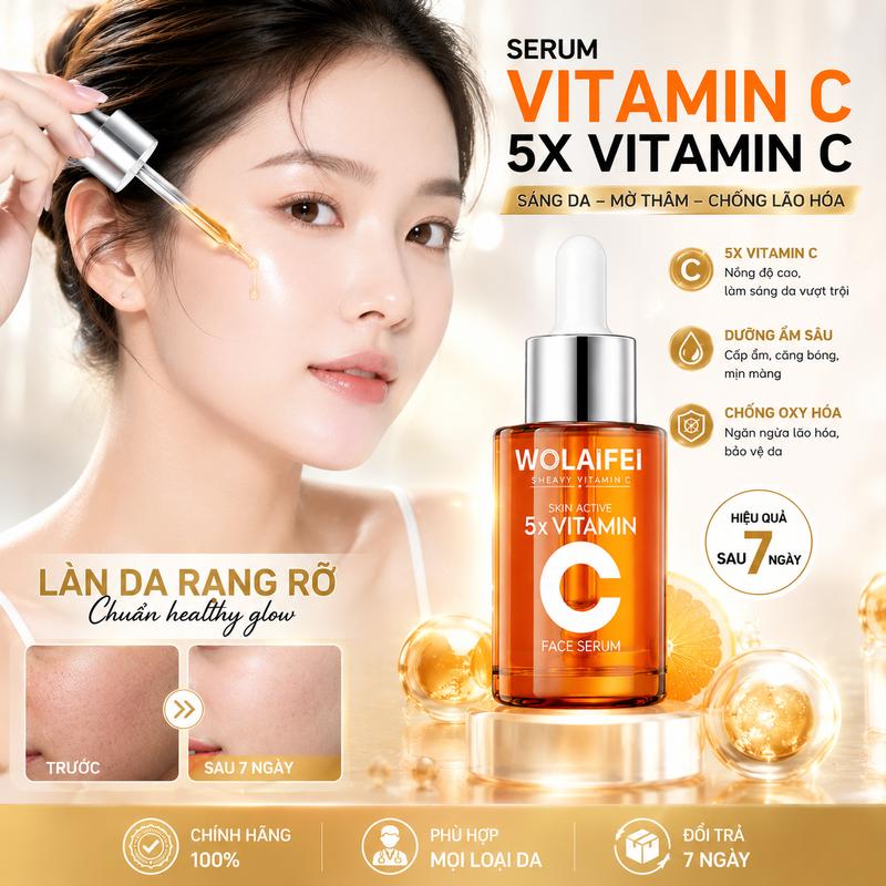 Serum Vitamin C 5X Vitamin 30ml Dưỡng Trắng Mờ Thâm Chống Lão Hóa Hiệu Quả A14…