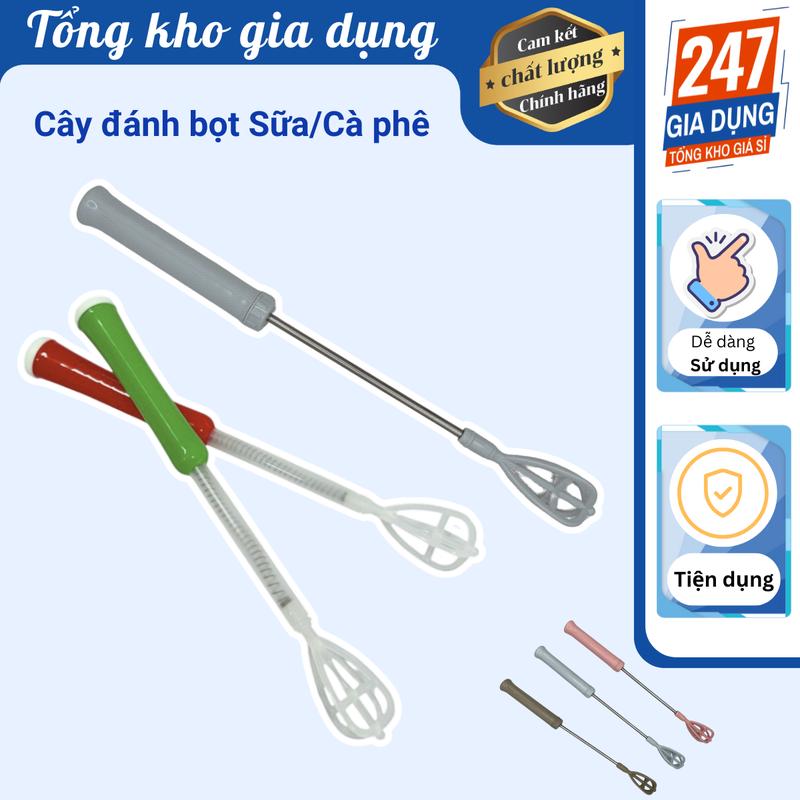 Cây đánh bọt cà phê nhấn xoay dễ sử dụng
