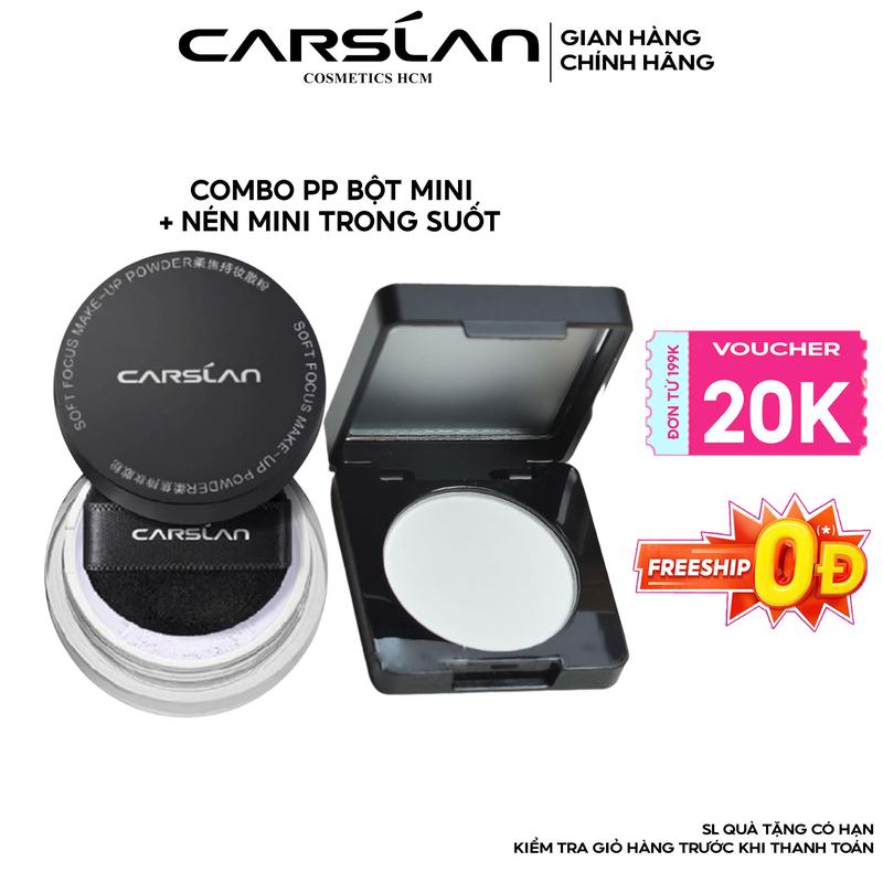 Carslan Combo Phấn Nén + Phấn Phủ Mini Kiềm Dầu Mini Tiện Lợi Thiết Kế Nhỏ Gọn Dễ Dàng Mang Theo