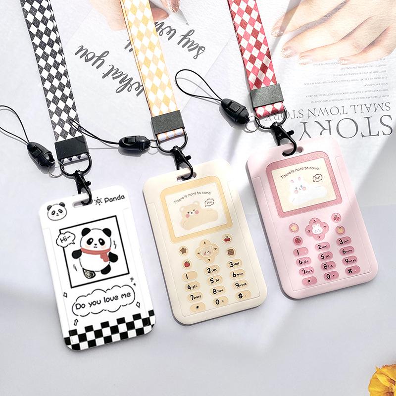 Dây Đeo Ngang Ngực Chủ Thẻ, Thiết Kế Gấu Trúc Đan Nếp, Dây Đeo Cổ Thẻ Căn Cước, Thích Hợp Cho Trường Đại Học Và Xe Buýt, Hộp Đựng Thẻ Đẩy Và Kéo, Thẻ ID dây thẻ