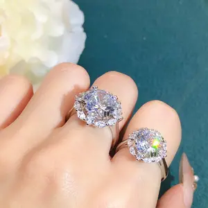 EAR PARTNER-Cincin berlian imitasi perak untuk wanita, sepasang cincin berlian besar untuk pria dan wanita, cincin tunangan dan pernikahan pasangan, cincin pernikahan.