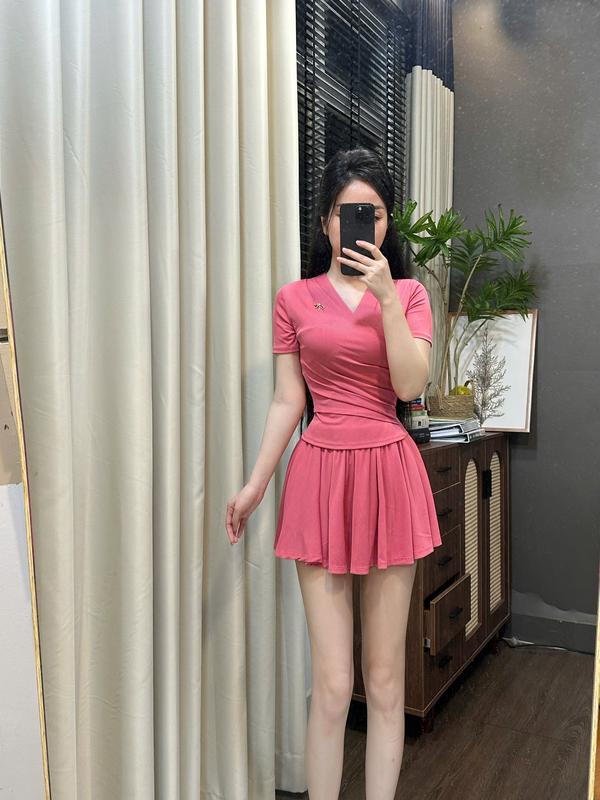 (C10) Set thiết kế áo cổ V đắp chéo +chân váy xoè tôn dáng sét đồ nữ sang chảnh set váy nữ đi tiệc đi làm đi chơi đều đẹp by Thương Lê ( kèm tag cài ) C10