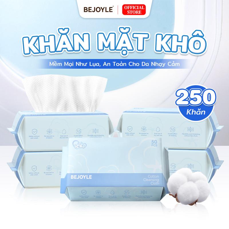 【Mua 3 tặng 2 Bejoyle Combo 5 Gói Khăn Mặt Khô Cao Cấp Dùng 1 Lần Không Vi Khuẩn 50 Khăn Gói Kích Thước 15x20cm Tẩy Trang Làm Đẹp Da Chăm Sóc Da Mềm Mịn Vệ Sinh Tiện Dụng