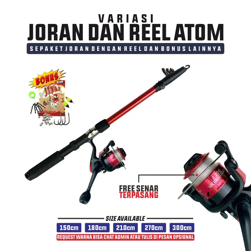 Satu Set Pancing Murah Antena Teleskopik 3-5kg Tinggal Pakai Termurah Joran dan Reel 150cm-300cm Bonus Tas Umpan Bisa Pilih Joran Saja Atau Set Komplit 2