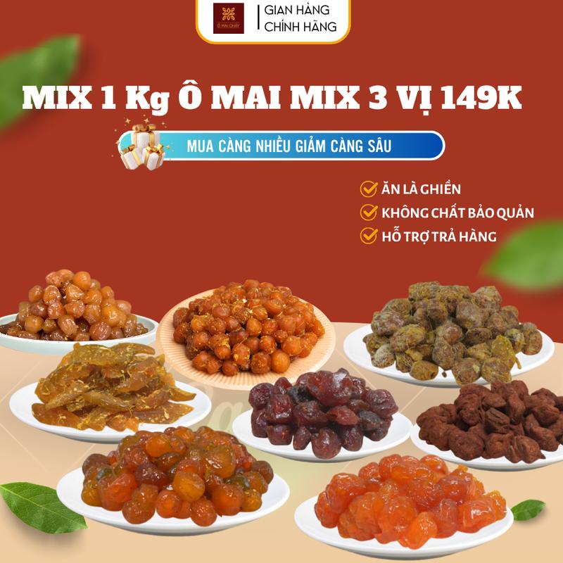 Bán Chạy 149K 1KG Ô Mai Mix 3 Vị Combo 3 Loại Ô Mai Xí Muội Tự Chọn Ăn Vặt Vị Chua Cay Mặn Ngọt Ngon - Nhà Làm - Đảm Bảo VSATTP -Snack Food ô mai Thức Ăn Vặt - Ô Mai Cháy
