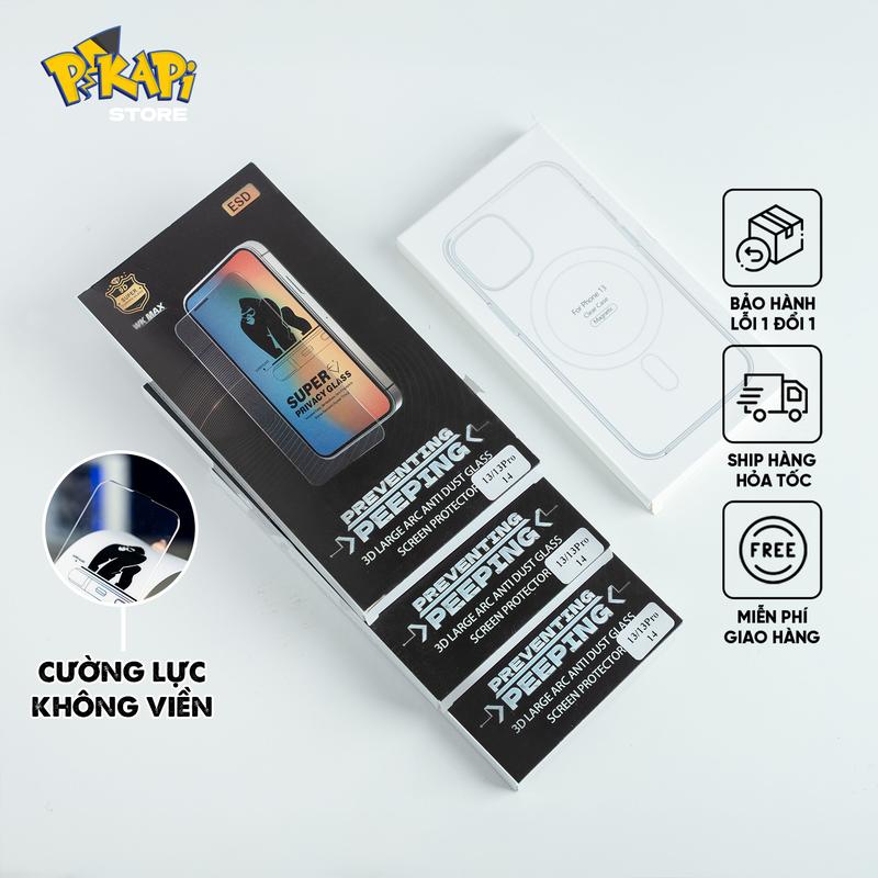 Pikapi Combo 3 Kính Cường Lực iPhone Không Viền Khung Tự Dán Tặng Ốp Lưng Magsafe Bảo Hành Lỗi Đổi 1 1 Miễn Phí Giao Hàng