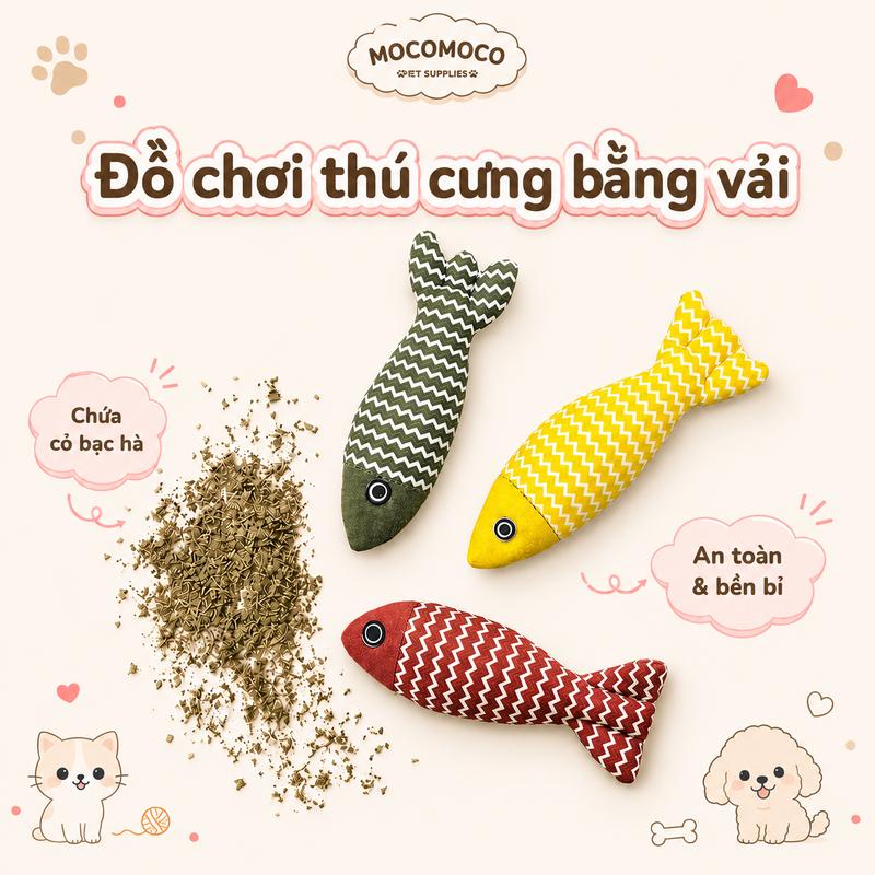 Đồ Chơi Cá Catnip Cho Mèo, Cá Bạc Hà Nhồi Cỏ Mèo, Vải Bền Cho Mèo Cắn Nhai Và Giải Trí