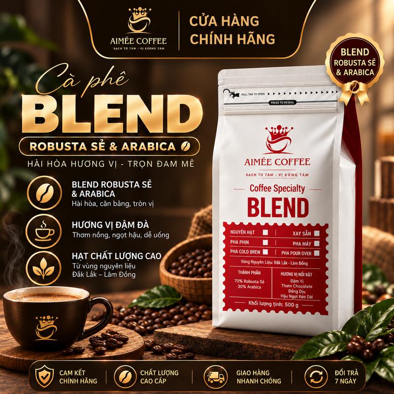 Cà Phê Blend Arabica & Robusta Sẻ Aimée Coffee 500g - Rang Mộc Nguyên Chất, Thơm Đậm Đà, Hậu Vị Ngọt