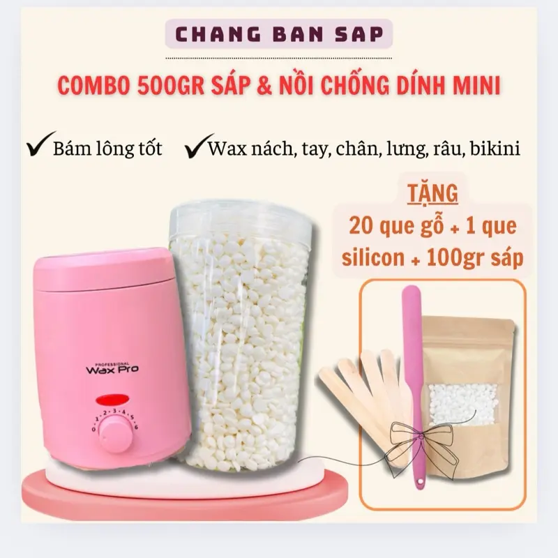 COMBO 500gr Sáp Waxing + Nồi Chống Dính Mini
