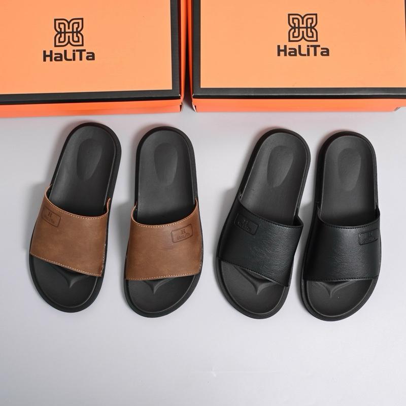 [Công Thái Học Siêu Nhẹ] Dép Nam HaLiTa Da Bò Vân Chống Thấm Nước Đế Bằng Nhẹ Có Răng Cưa Chống Trơn Trượt Cao Su .